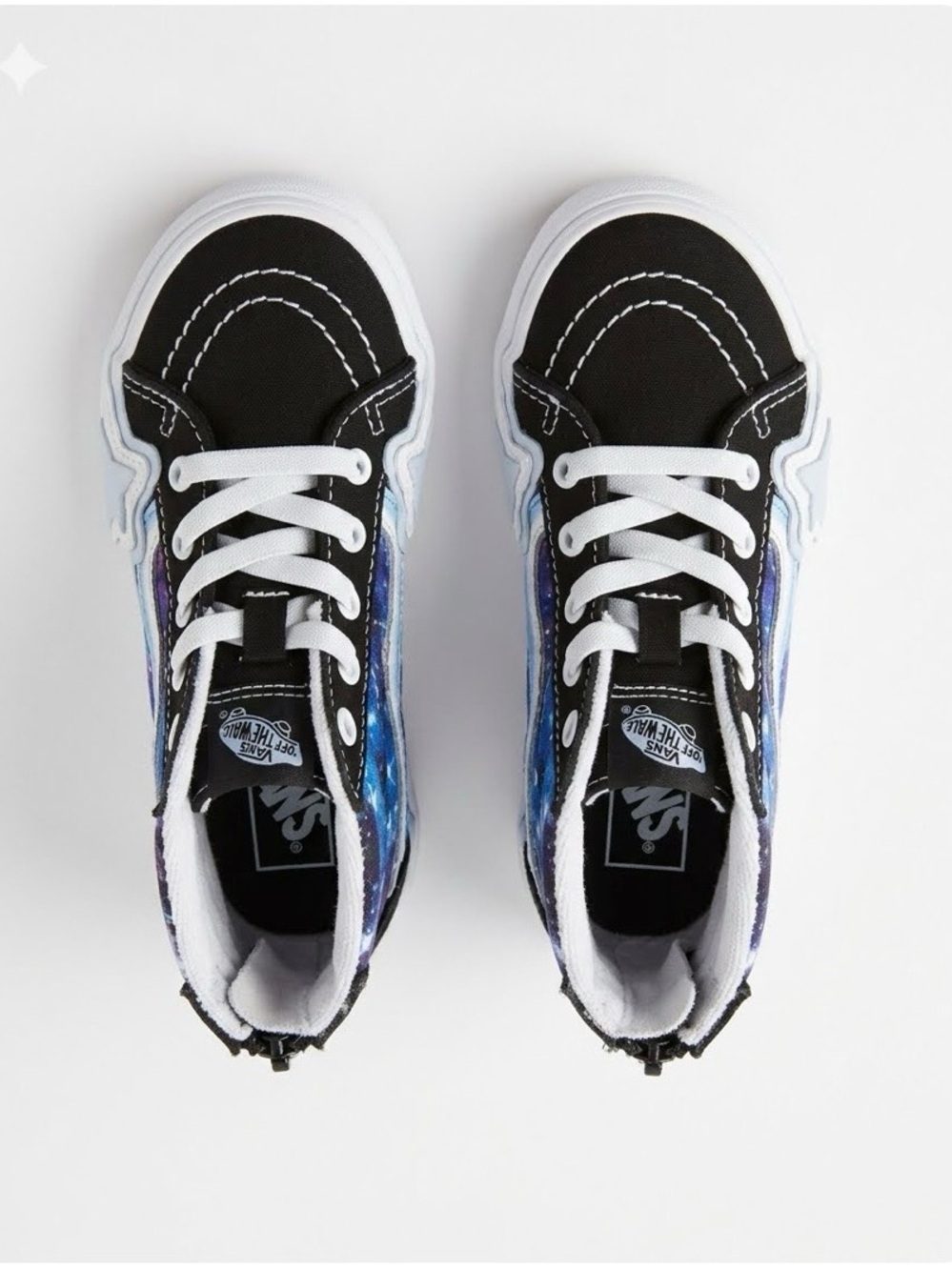 👠Kids Vans “Off the Wall” High-Top Sneakers Black/Blue with Stars L/New Size 9